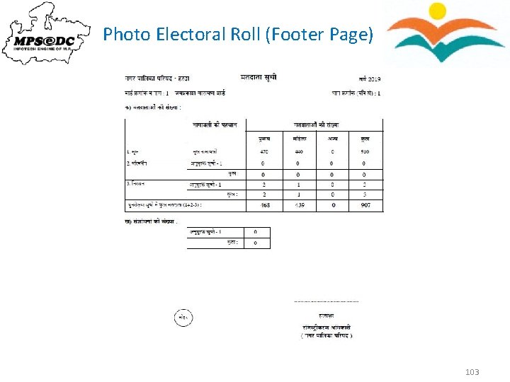 Photo Electoral Roll (Footer Page) 103 