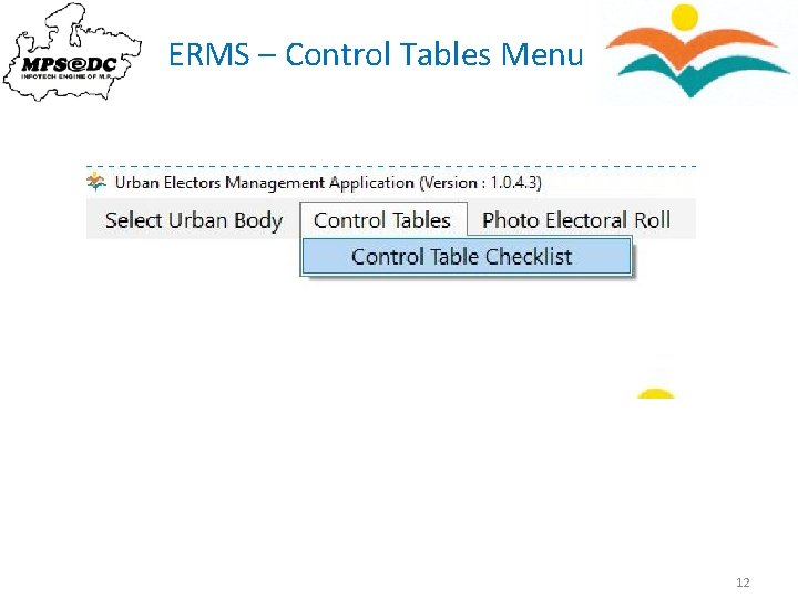 ERMS – Control Tables Menu 12 