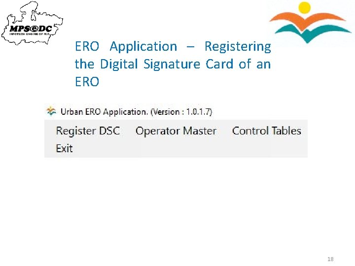 ERO Application – Registering the Digital Signature Card of an ERO 18 