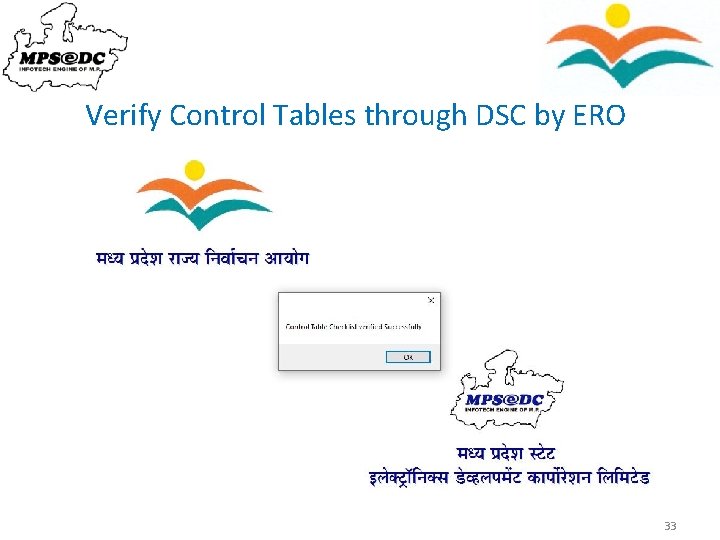 Verify Control Tables through DSC by ERO 33 