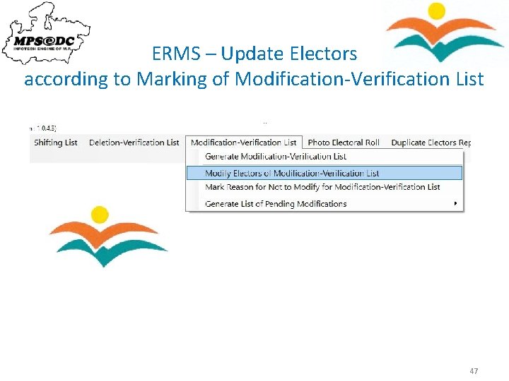 ERMS – Update Electors according to Marking of Modification-Verification List 47 