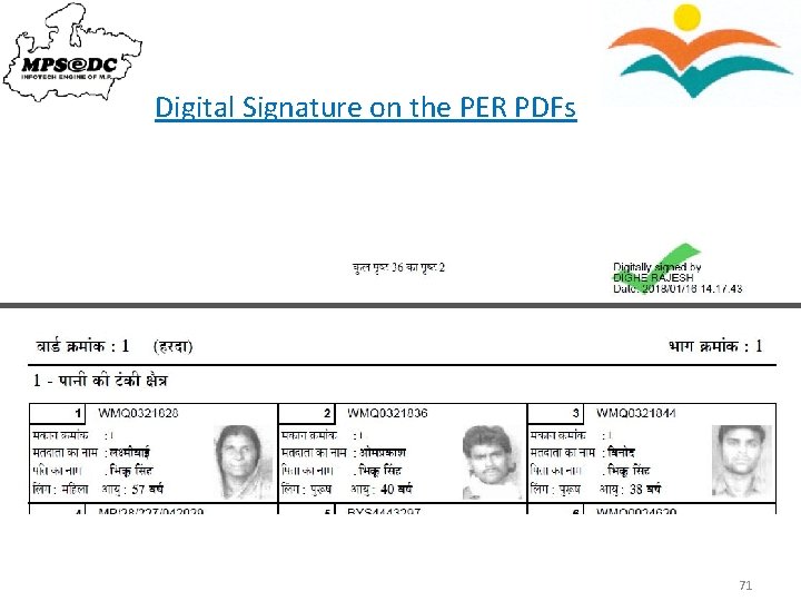 Digital Signature on the PER PDFs 71 