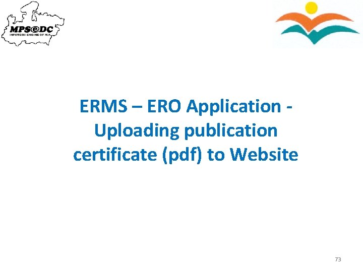 ERMS – ERO Application Uploading publication certificate (pdf) to Website 73 