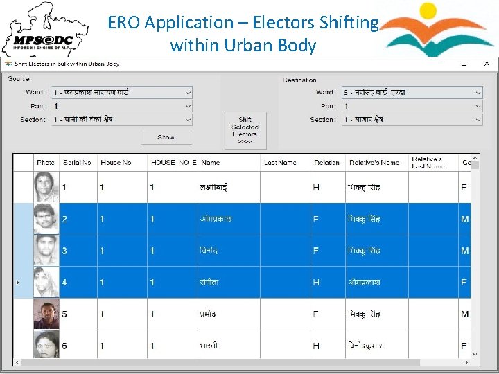 ERO Application – Electors Shifting within Urban Body 94 