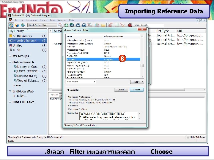 Importing Reference Data 8 . 8เลอก Filter ทตองการและคลก Choose 