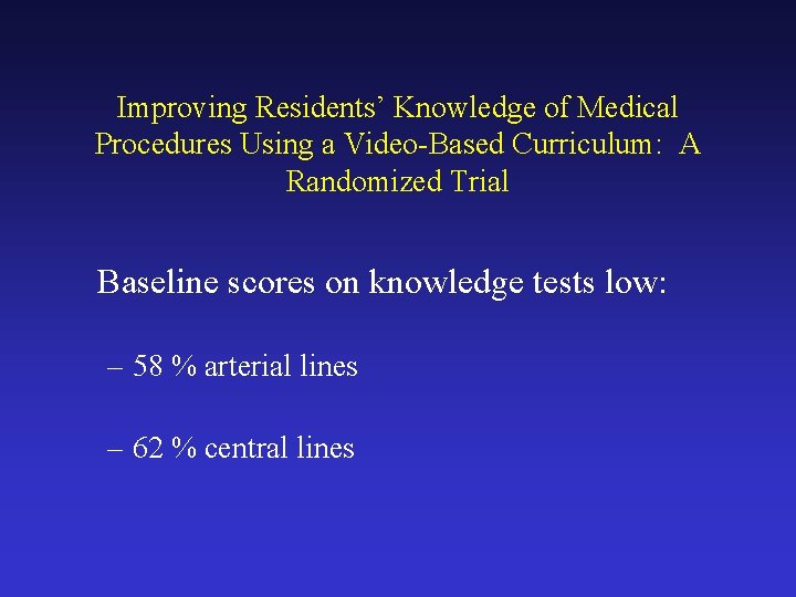 Improving Residents’ Knowledge of Medical Procedures Using a Video-Based Curriculum: A Randomized Trial Baseline