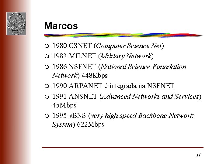 Marcos m m m 1980 CSNET (Computer Science Net) 1983 MILNET (Military Network) 1986