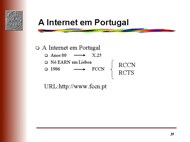 A Internet em Portugal m A Internet em Portugal q q q Anos 80