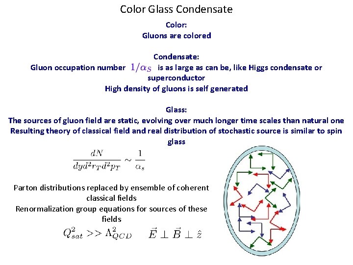 Color Glass Condensate Color: Gluons are colored Condensate: Gluon occupation number is as large