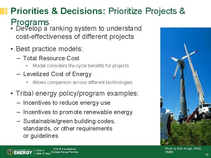 Priorities & Decisions: Prioritize Projects & Programs • Develop a ranking system to understand