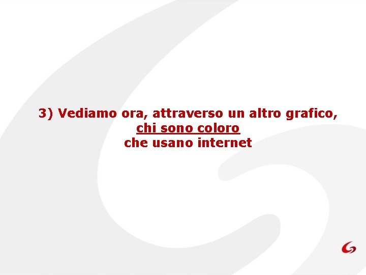 3) Vediamo ora, attraverso un altro grafico, chi sono coloro che usano internet 