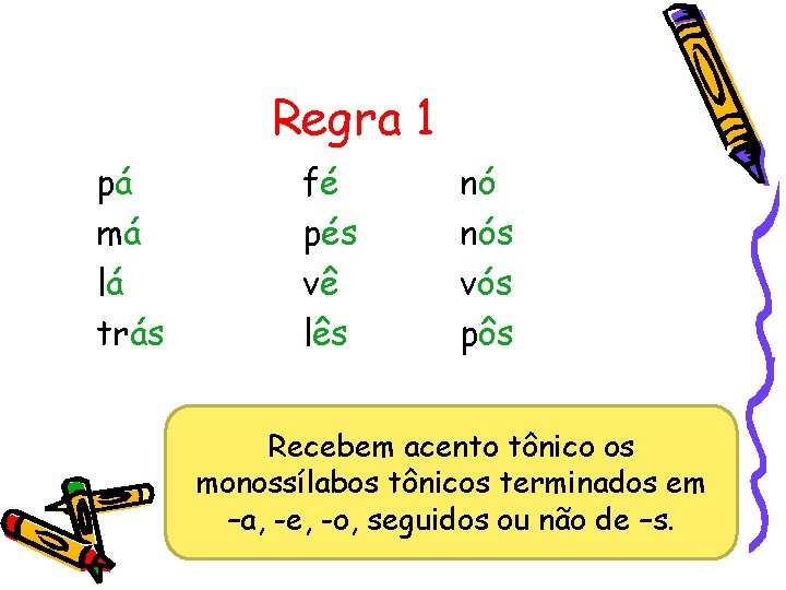 Regra 1 pá má lá trás fé pés vê lês nó nós vós pôs Regra 1 pá má lá trás fé pés vê lês nó nós vós pôs