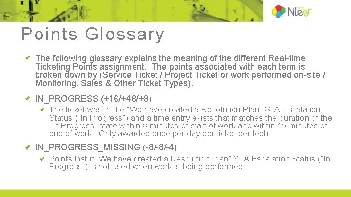 Points Glossary The following glossary explains the meaning of the different Real-time Ticketing Points