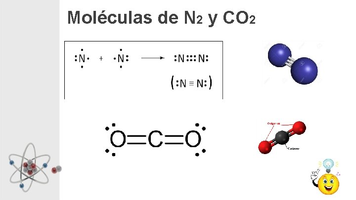 Moléculas de N 2 y CO 2 