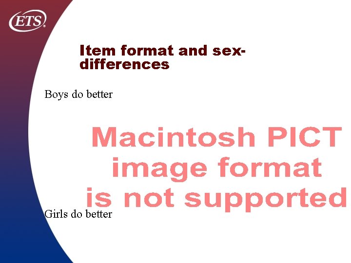 Item format and sexdifferences Boys do better Girls do better 