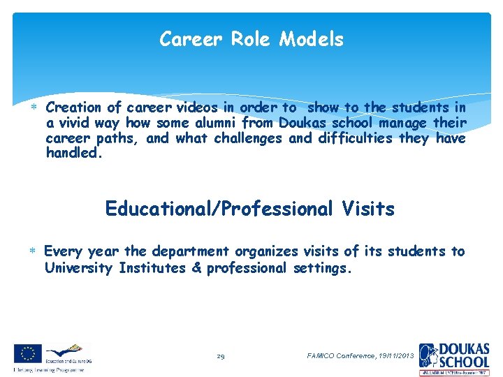 Career Role Models Creation of career videos in order to show to the students