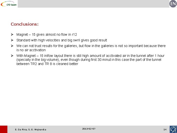 Conclusions: Ø Magnet – 15 gives almost no flow in r 12 Ø Standard