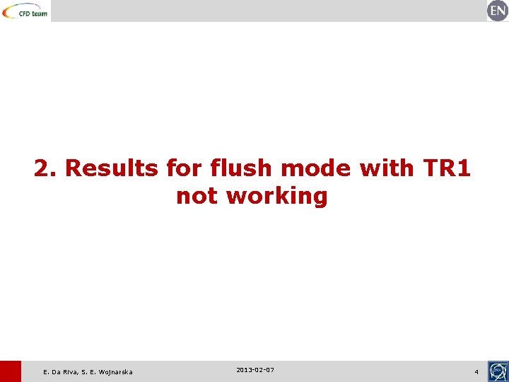 2. Results for flush mode with TR 1 not working E. Da Riva, S.