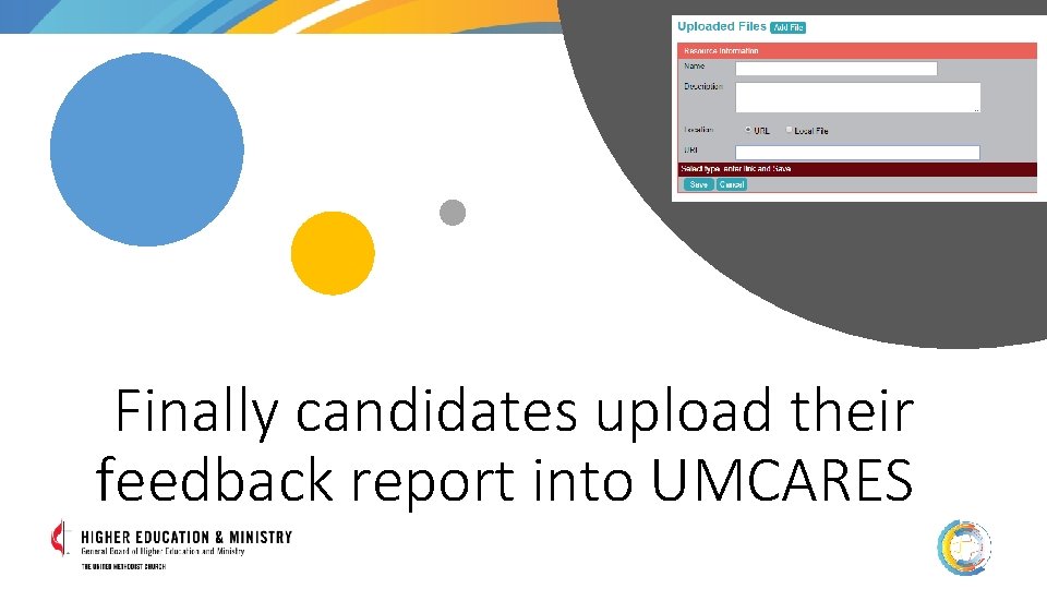 Finally candidates upload their feedback report into UMCARES 