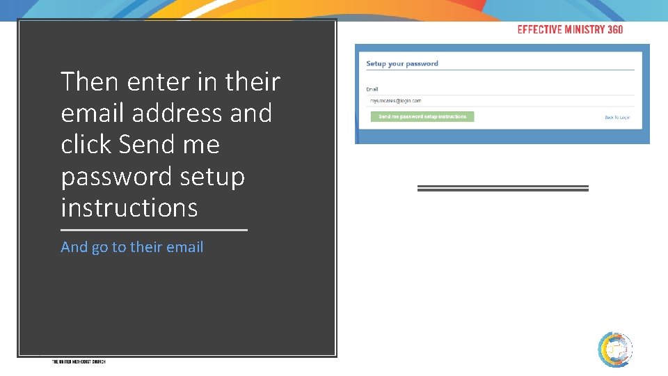 Then enter in their email address and click Send me password setup instructions And