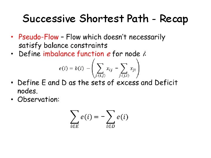 Successive Shortest Path - Recap 