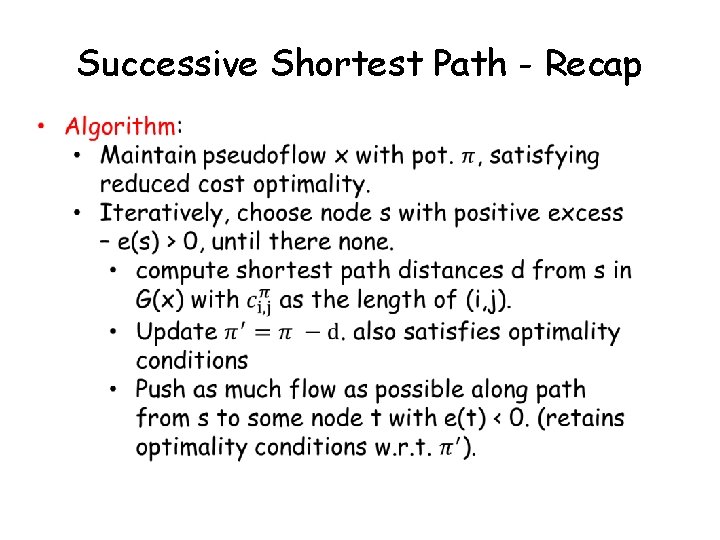 Successive Shortest Path - Recap 