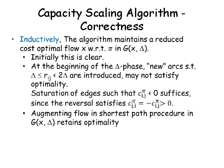 Capacity Scaling Algorithm Correctness 