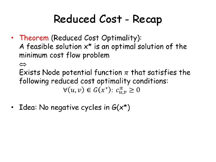 Reduced Cost - Recap 