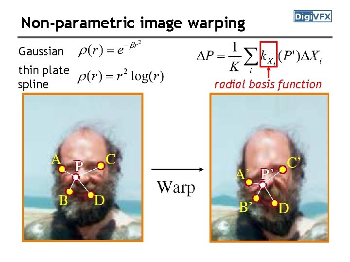 Non-parametric image warping Gaussian thin plate spline radial basis function 