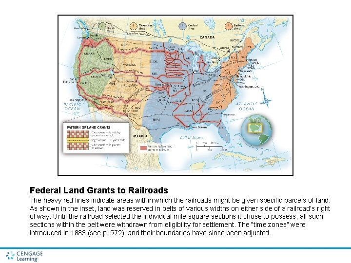 Federal Land Grants to Railroads The heavy red lines indicate areas within which the