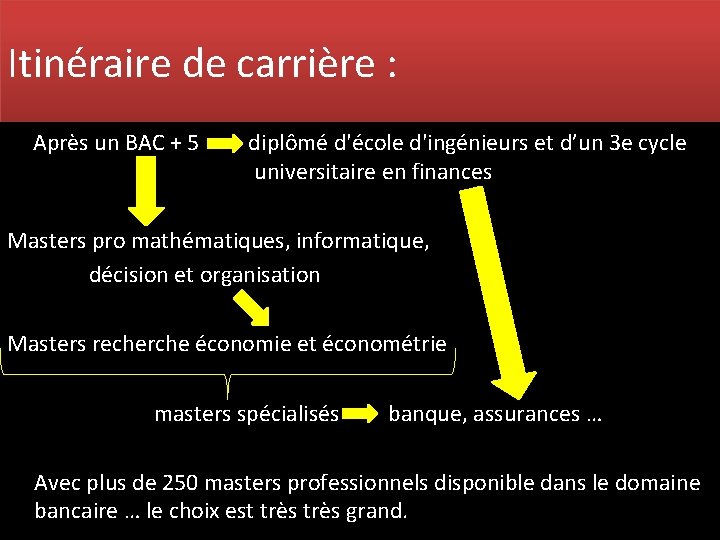 Itinéraire de carrière : Après un BAC + 5 diplômé d'école d'ingénieurs et d’un