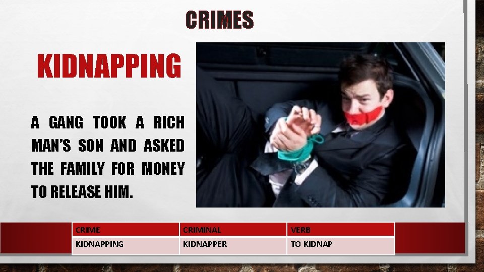 CRIMES KIDNAPPING A GANG TOOK A RICH MAN’S SON AND ASKED THE FAMILY FOR