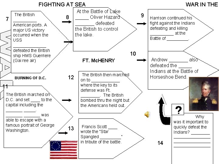 FIGHTING AT SEA 7 The British _____ American ports. A major US victory occurred