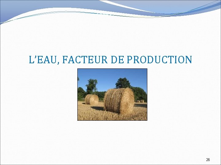 L’EAU, FACTEUR DE PRODUCTION 26 