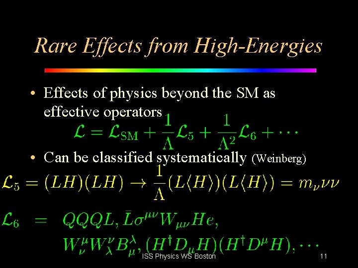 Rare Effects from High-Energies • Effects of physics beyond the SM as effective operators