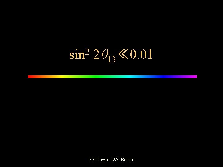 sin 2 2 13≪ 0. 01 ISS Physics WS Boston 