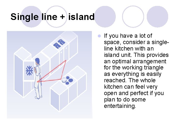 Single line + island l If you have a lot of space, consider a Single line + island l If you have a lot of space, consider a