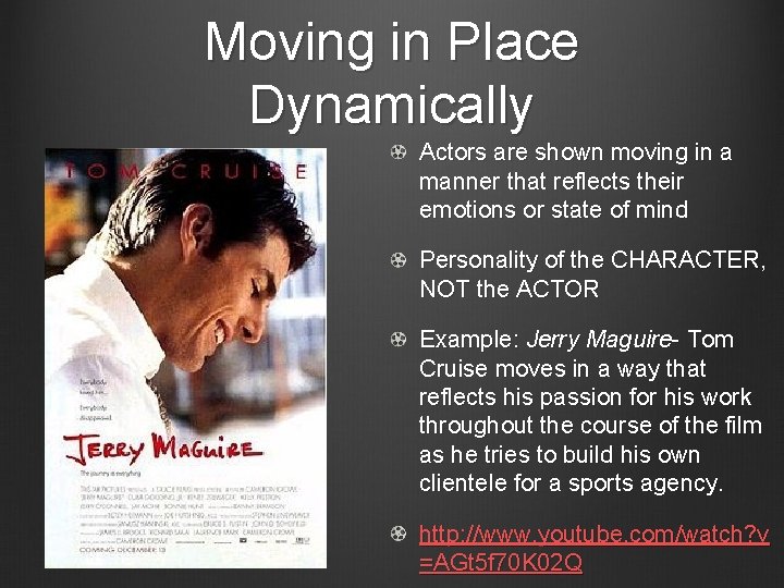Moving in Place Dynamically Actors are shown moving in a manner that reflects their
