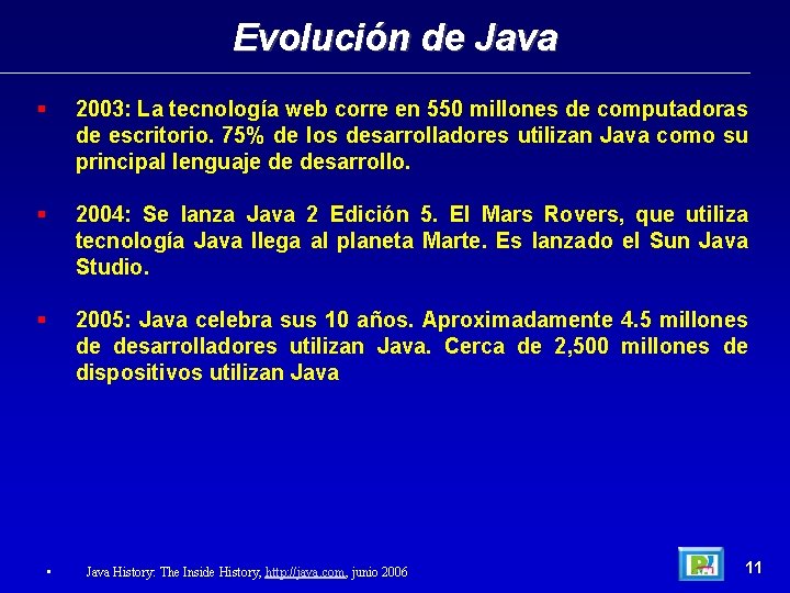 Evolución de Java 2003: La tecnología web corre en 550 millones de computadoras de