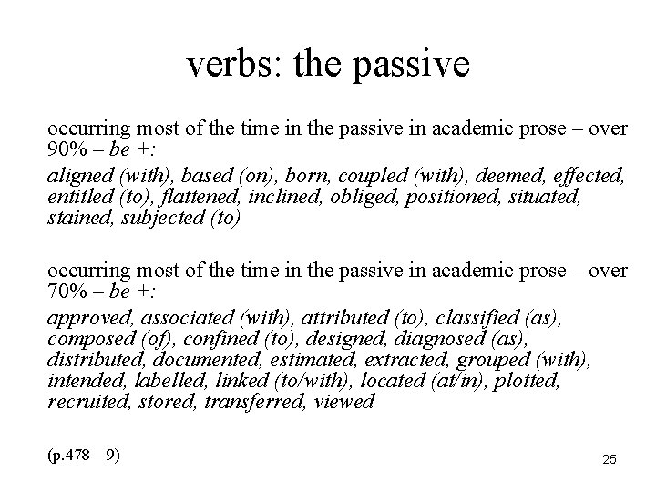 verbs: the passive occurring most of the time in the passive in academic prose