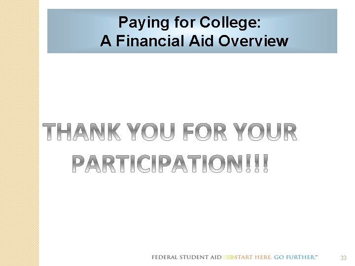 Paying for College: A Financial Aid Overview 33 