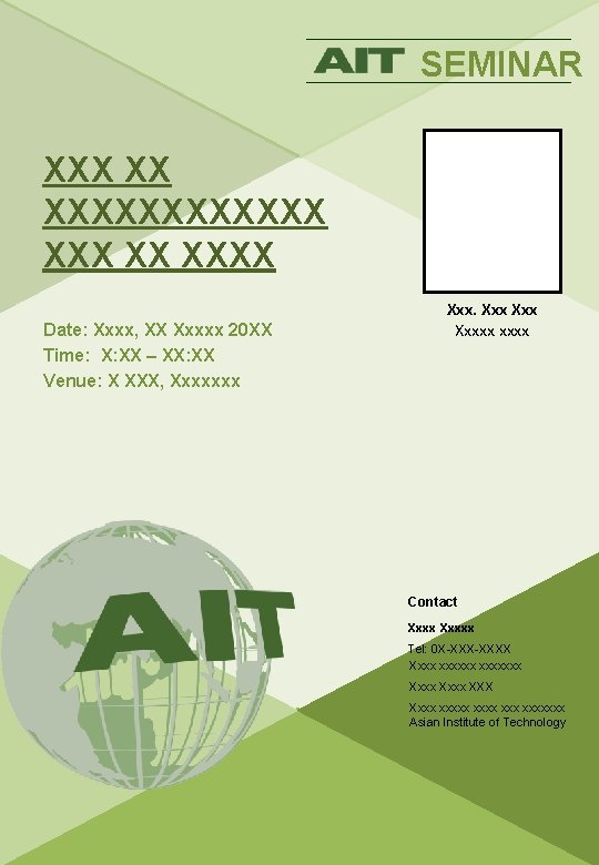 SEMINAR XXX XX XXXXXX XXXX Date: Xxxx, XX Xxxxx 20 XX Time: X: XX SEMINAR XXX XX XXXXXX XXXX Date: Xxxx, XX Xxxxx 20 XX Time: X: XX