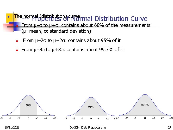 n The normal (distribution) curve --- Properties of Normal Distribution Curve n From μ–σ