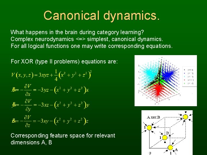 Canonical dynamics. What happens in the brain during category learning? Complex neurodynamics <=> simplest,