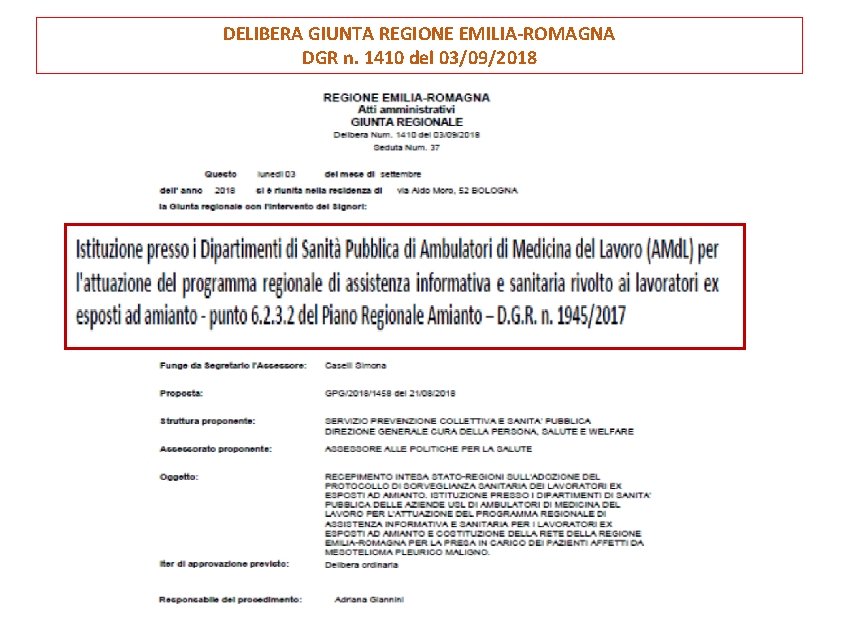 DELIBERA GIUNTA REGIONE EMILIA-ROMAGNA DGR n. 1410 del 03/09/2018 