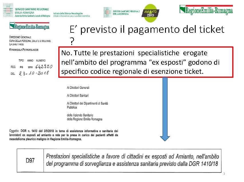 E’ previsto il pagamento del ticket ? No. Tutte le prestazioni specialistiche erogate nell’ambito