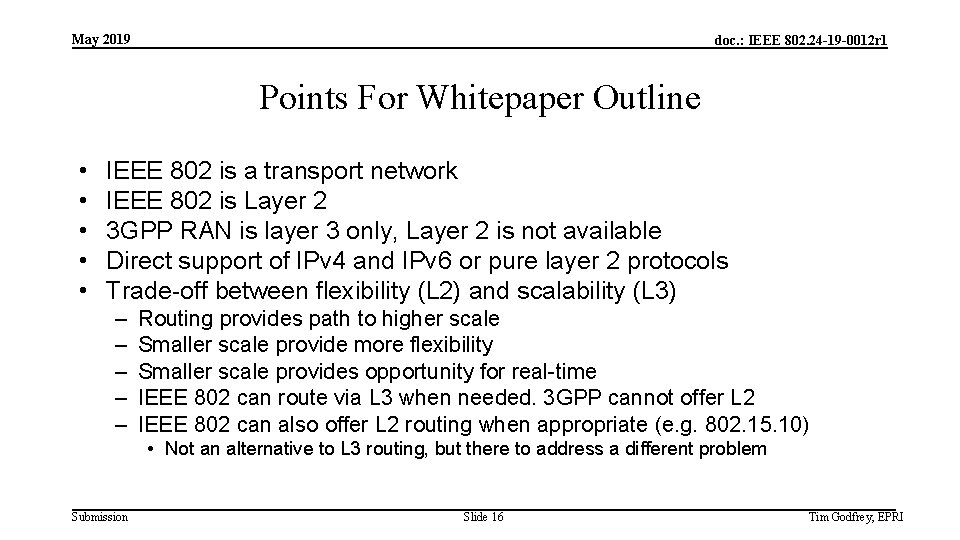 May 2019 doc. : IEEE 802. 24 -19 -0012 r 1 Points For Whitepaper