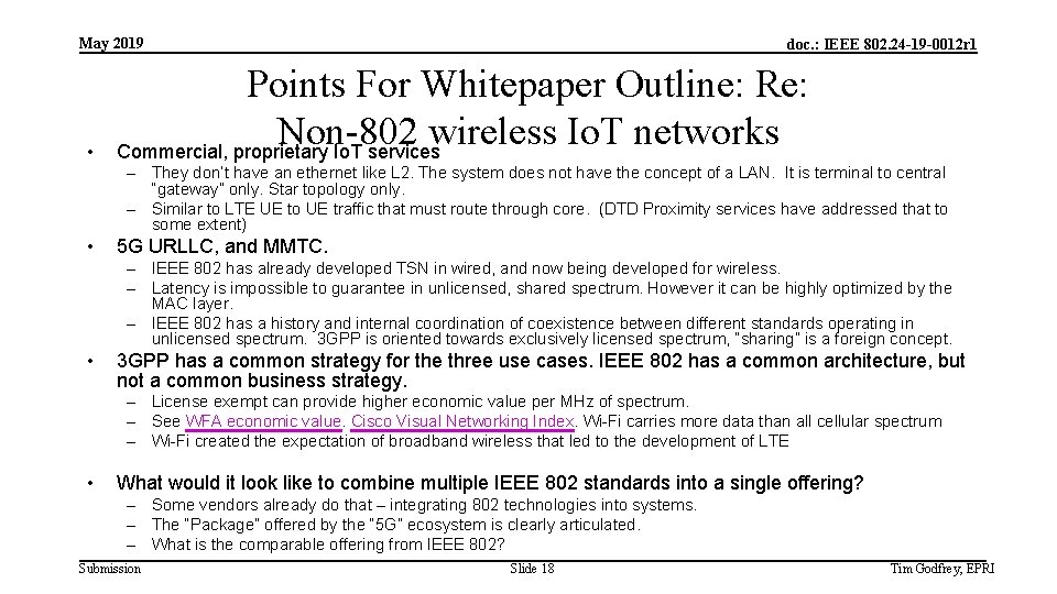 May 2019 • doc. : IEEE 802. 24 -19 -0012 r 1 Points For