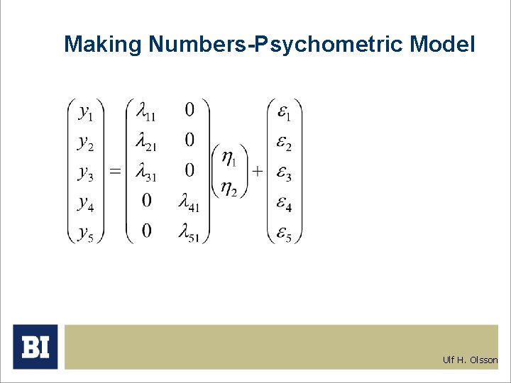 Making Numbers-Psychometric Model Ulf H. Olsson 