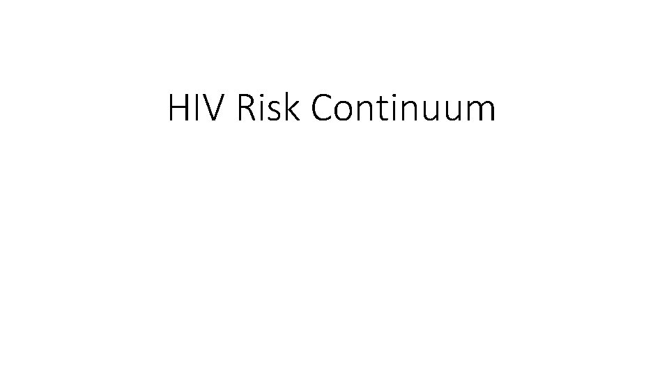 HIV Risk Continuum 